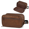 PAVILIA Large Light Brown Toiletry Bag for Men Dopp Kit Travel Organizer