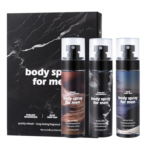 NIZENTA Aluminum Free Body Spray for Men, 3.4fl oz (3-Pack)