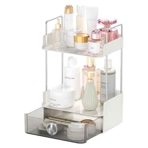 Mini Skincare Organizers,2-Tier Drawer Bathroom Organizer Countertop,Small-Sized Cosmetic Storage Rack Suitable for Delicate Girls,Organizer Shelf for Vanity Storage,Multi-Purpose Makeup Organizer
