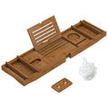Bamboo Expandable Bath Tray with Book Holder & Wine Glass Holder