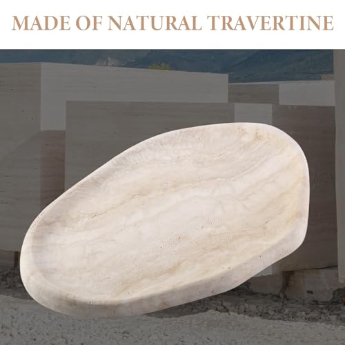 Koville Travertine Yellow Cloud-Shaped Marble Vanity Tray - 10x7 inch Home Decor & Organizer