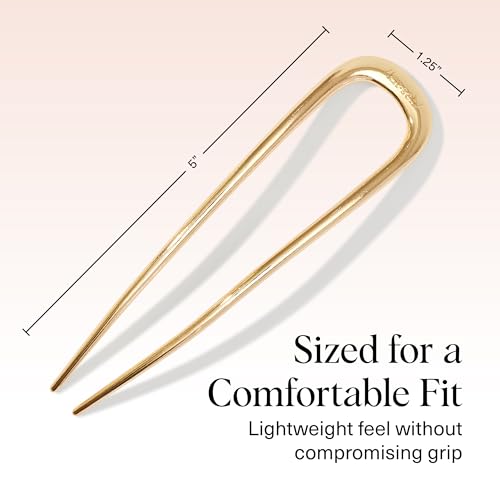 Kitsch Gold Metal French Hair Pin, U-Shaped Hair Fork for Updos & Buns