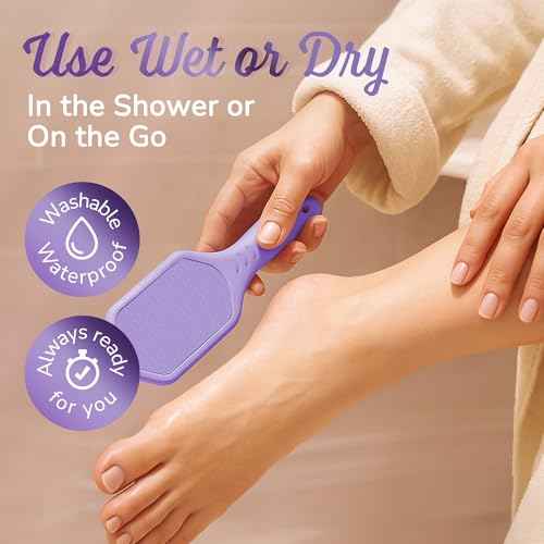 Silicone Foot Callus Remover - Nano Glass Foot File for Dead Skin and Cracked Heels - Callus Remover for Feet & Hard Skin - Ergonomic Foot Scrubber & Exfoliator for Soft, Smooth Feet - Purple