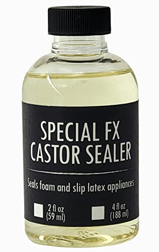 Castor Sealer Liquid - Special Effects FX Makeup - Seals and Preps Latex and Foam Latex Prosthetics and Masks - Use Before Applying Makeup - Eliminates the Need for Greasepaint - Professional Formula (Medium, 4 oz)