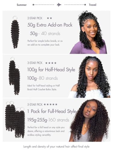 LUVME Deep Wave Miracle Knots Crochet Human Hair 18 Inch 215g Full Head - Natural Black