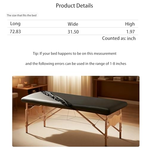 Leather Massage Table Cover Protector,Washable & Stain-Resistant for Tattoo/Spa/Massage/lash Bed Cover,Waterproof Vinyl Massage Table Cover(68-76" x29-35)