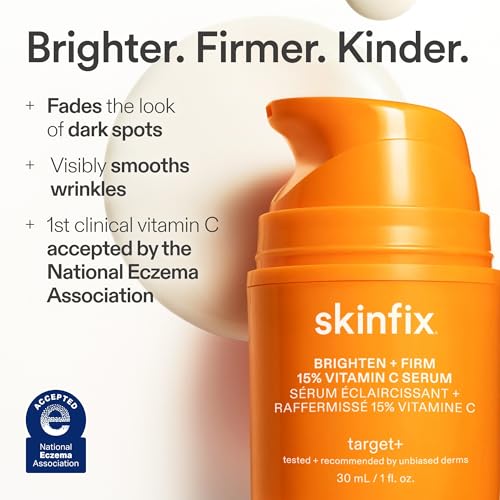 Skinfix Brighten + Firm 15% Vitamin C Serum for Face - Visibly Fades Dark Spots & Fine Lines - Safe for Sensitive & Aging Skin
