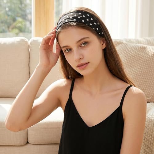 Polka Dot Elastic Headbands for Women, 4-Pack Non-Slip