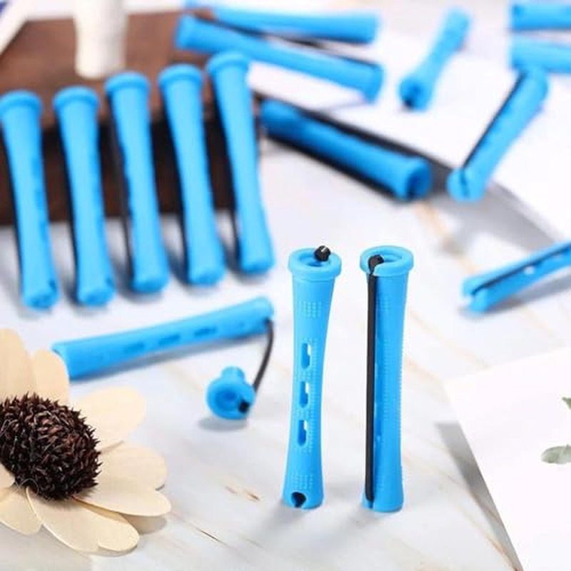 60 Pcs Blue Short Perm Rods for Natural Hair Styling