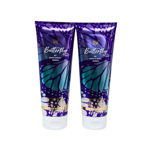 Bath & Body Works BUTTERFLY Ultimate Hydration Body Cream Gift Set with a Blue Bow for Holidays & Gifts - Pack of 2