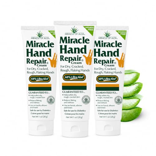 Miracle of Aloe Hand Repair Cream for Dry Cracked Hands - 1 oz, 3-Pack