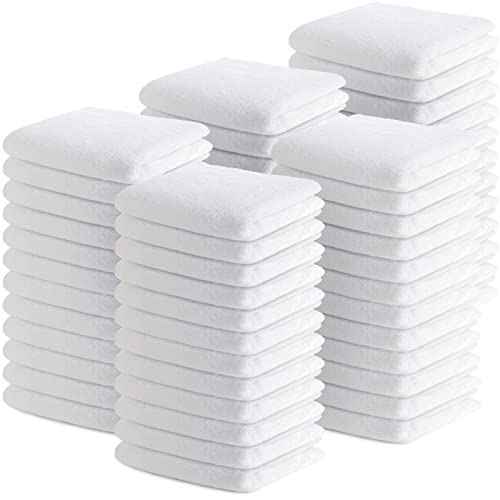 Buryeah 100 Pieces Wash Cloths Bulk Face Cloths Cotton Washcloths Set Hand Towels Absorbent for Bathroom Soft Cleaning Rags for Bath Body Spa Gym Kitchen Dish (12 x 12 Inches)