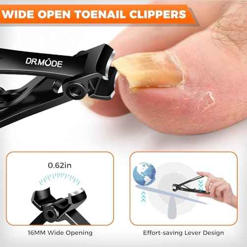 Toenail Clippers for Thick Toenails for Seniors, Angled Head Long Handled Toe Nail Clippers for Men with Wide Jaw Opening, Heavy Duty Large Finger Nail Clippers Adult Cutter with Catcher, Black