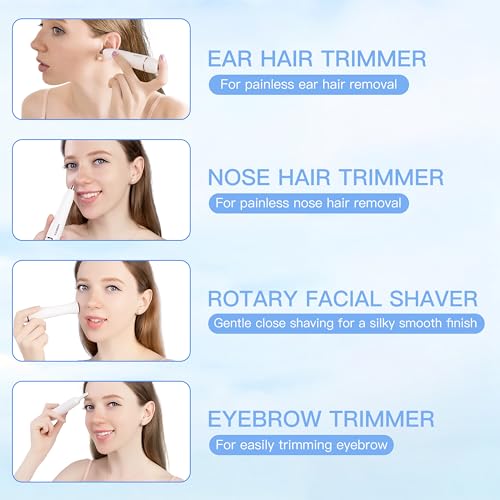 Nose Hair Trimmer for Women and Men, 3-in-1 Electric Facial Hair Removal Rechargeable Portble Waterproof Face Shaver Razor for Nose Ear Eyebrow Peach-Fuzz Lips Chin FT3001 (Pack of 2)