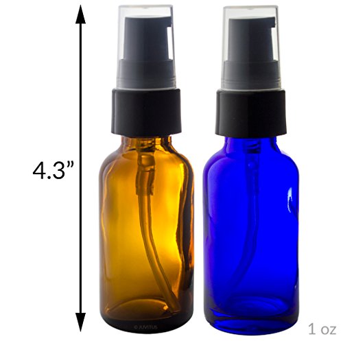 JUVITUS Amber & Cobalt Blue Glass Bottles Treatment Pump 20 PCS Set Kit