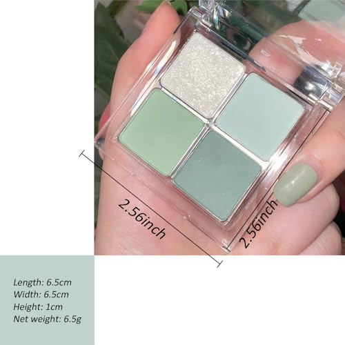 Matte Light Green Eye Shadow Makeup Palette 4 Colors, Matte Glitter Highly Pigmented Mint And Seafoam Green Waterproof Eyeshadow Palette For Woman