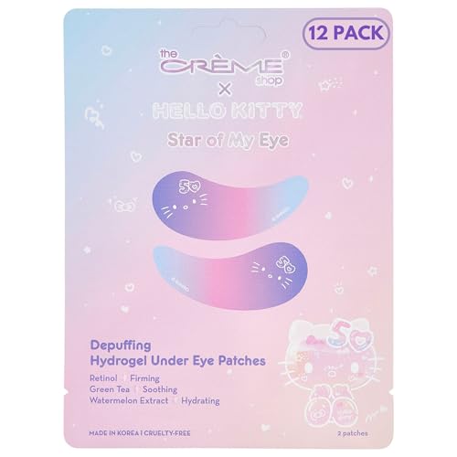 The Cr?me Shop x Hello Kitty Star Of My Eye Depuffing Hydrogel Under Eye Patches, Hydrating Under Eye Patches for Puffy Eyes and Dark Circles - 50th Year Anniversary Limited Edition (Pack of 12)