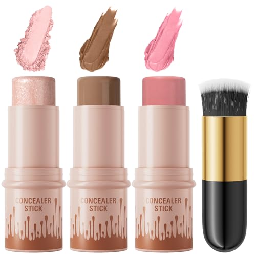 3-Piece Cream Contour Stick Kit with Highlighter & Blush
