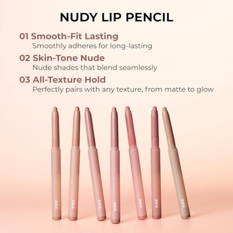 BBIA Nudy Lip Pencil - Long-Lasting Lip Liner, 3.5mm Precision Tip