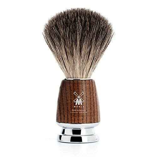 M?HLE RYTMO Steamed Ash 4-Piece Pure Badger 3-Blade Razor Modern Luxury Wet Shaving Set - Perfect for Every Day Use, Barbershop Quality Close Smooth Shave