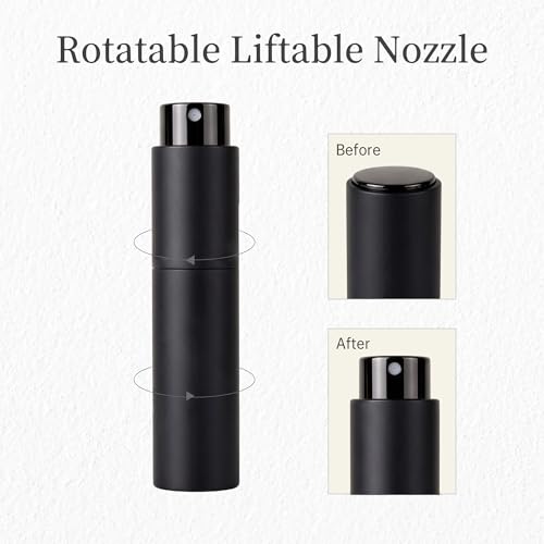 Huizata 10ml Travel Perfume Bottle Set - Refillable Twist-Up Atomizers, Blue & Silver (2-Pack)