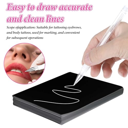 Eyebrow Microblading Marker Pen, 4 Pcs Brow Mapping Pens with with 8 Replacement Refills, Makeup Tattoo Skin Marker Pen, Brow Lamination Supplies for Eyebrow Lip Skin(White)