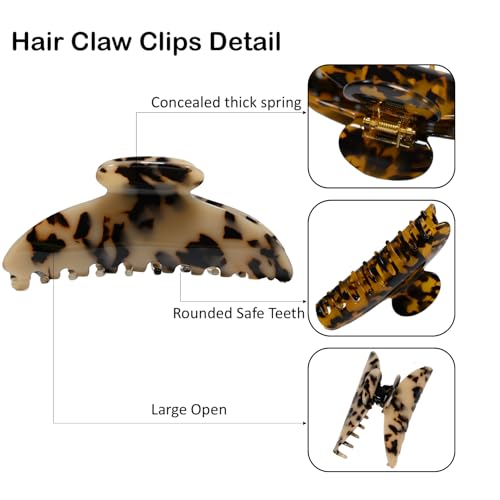 Fiwnpow 2PCS 5-Inch Premium Acetate Hair Claw Clips for Women