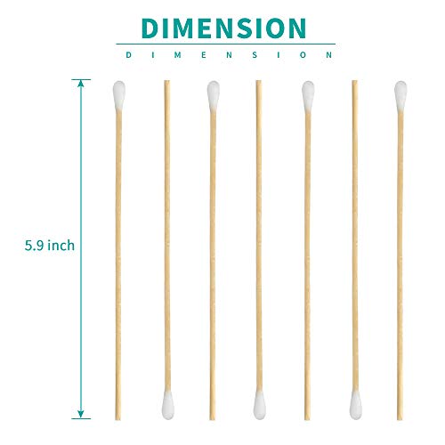 Wooden Cotton Swabs 200 Pack - 6 Inch Makeup and Ear Cleaning Sticks