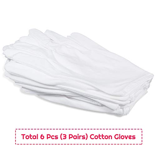 Selizo White Cotton Gloves for Eczema & Dry Hands - 3 Pairs Reusable