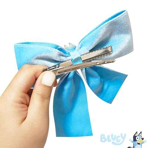 LUV HER Bluey Long Tail Hair Bow for Girls with Alligator Clip with Charm of Bluey - Hair Accessory, Ages 3+