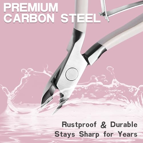 Kylara Cuticle Trimmer Set 3 in 1 - Cuticle Nipper,Pusher & Cutter,Professional Stainless Steel Manicure Pedicure Tools for Women,Gradient Pink Nail Care Kit for Home Salon & Nail Artists