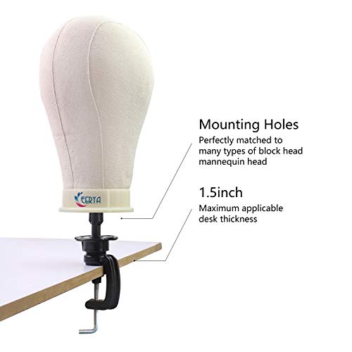 Wig Mannequin Head Stand with Clamp - Black