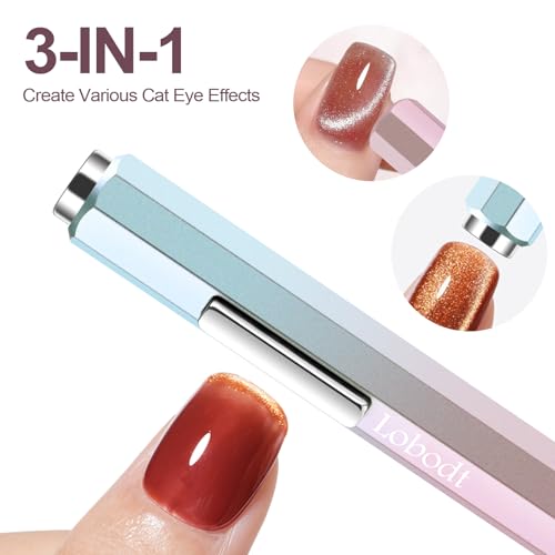 2-in-1 Cat Eye Nail Magnet Wand (Octagonal Handle) Gradient Pink - Lobodt
