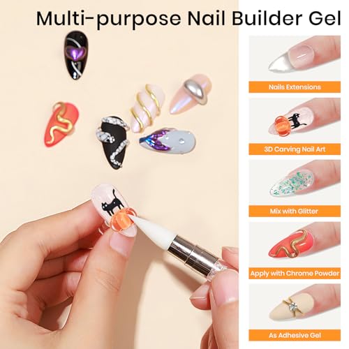 MIZHSE 3D Sculpting Gel Nail Art Kit - Clear White Builder Gel & Accessories
