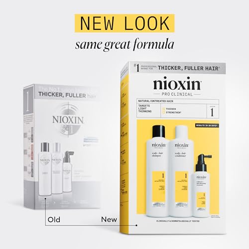 Nioxin System Kit 1, Strengthening & Thickening Hair Treatment, For Natural Hair with Light Thinning, Trial Size (1 Month Supply)