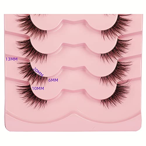 Half Lashes Cat Eye 3D Fluffy Wispy Clear Band - 7 Pairs