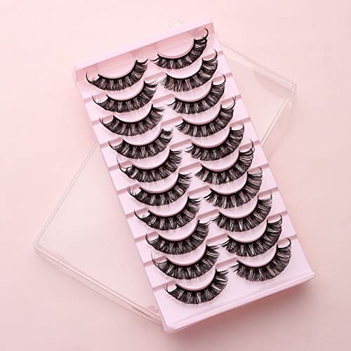 10 Pairs DD Curl 3D Russian Strip Lashes - Fluffy Reusable