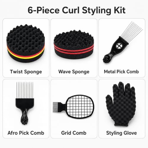 Afro Curl Styling Kit, 6-Piece for Natural Hair