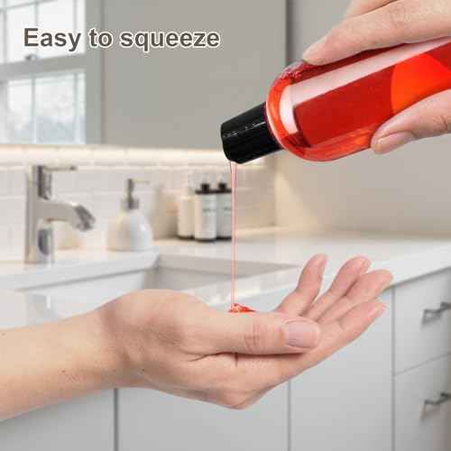 2 Pack 8 oz Plastic Squeeze Bottles with Black Disc Caps Refillable Clear Empty Containers Travel Bottles for Toiletries Conditioner Shampoo Lotions Gels