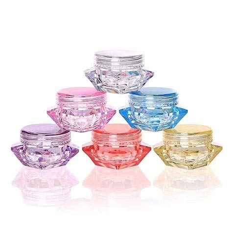 100Pcs Clear Refillable Empty DIY Cosmetic Pot Jars Case Diamond-shape Sample Bottles Vials Container for Eye Shadow Nails Powder Jewelry Makeup Cream Lotion Storage Travel Small Jar (3G)