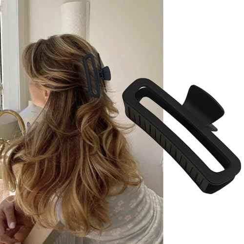 5 Inch Large Hair Claw Clips, No Slip Matte & Glossy Unbreakable Square XL Hair Clips for Thick Long Curly Hair, Women's Big Rectangle Strong Clips, 4 Pack
