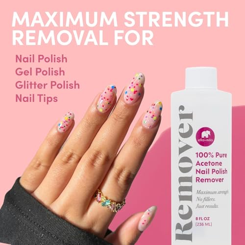 ella+mila 100% Pure Acetone Nail Polish Remover for Gel & Acrylic - 8 oz
