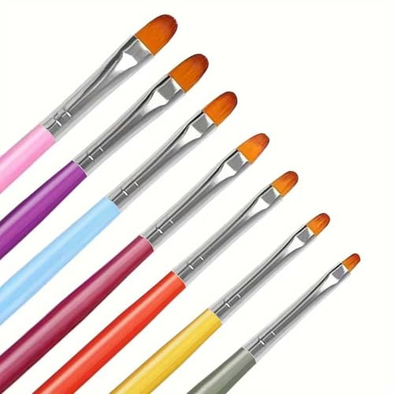 7Pc Gel Nail Brush Set, Oval Shaped for Builder & Sculpting