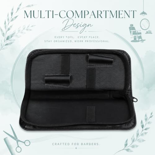 Professional Hair Shears Organizer Bag for Stylists - Black PU Leather