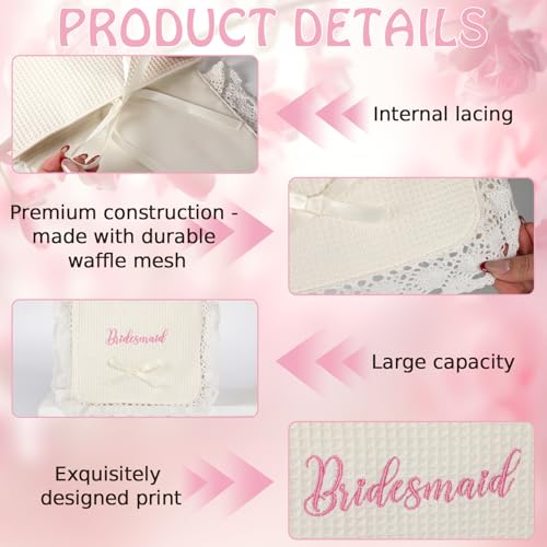 Bridesmaid Makeup Bag Set - 6 Pc Embroidered Cosmetic Organizer