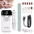 Electric Nail Drill Professional 45000 RPM, White Rechargeable Nail Drill File Machine for Acrylic Gel Nails Polishing Removing, Cordless Efile, Portable Electric Nail File for Manicure Salon Home