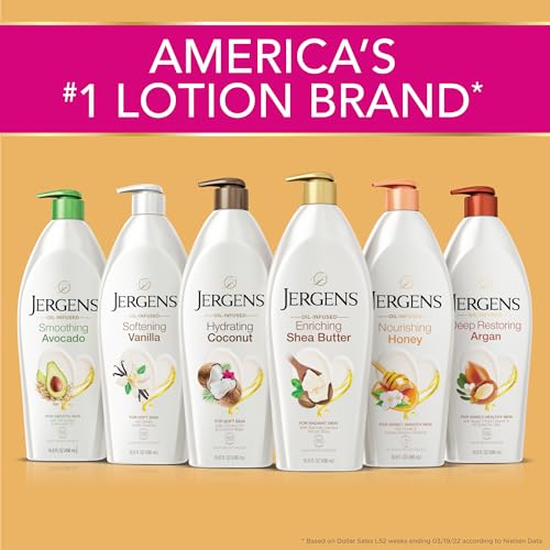Jergens Nourishing Honey Dry Skin Moisturizer, with Illuminating Hydralucence Blend, Skin Nourishing Formula, Dermatologist Tested, 16.8 Oz, Pack of 4