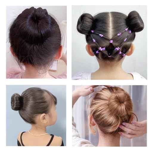 Extra Small Hair Bun Maker for Kids, 6 PCS Chignon Hair Donut Sock Bun Form for Girls, Mini Hair Doughnut Shaper for Short and Thin Hair (Small Size 2 Inch, Light Brown)