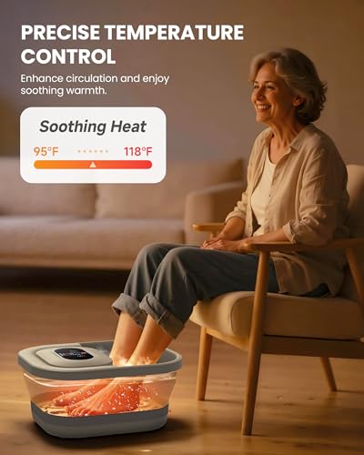 Heycool Collapsible Foot Spa Bath Massager with Bubbles & 8 Rollers