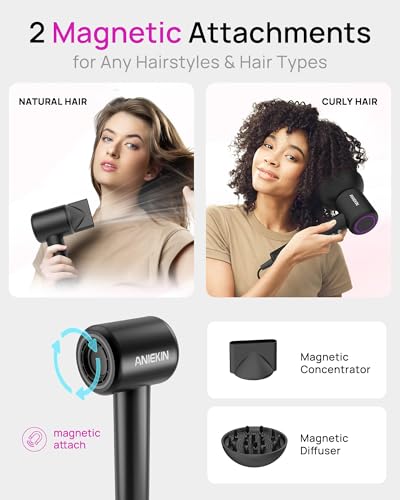 ANIEKIN Ionic Hair Dryer with Brushless Motor & Diffuser